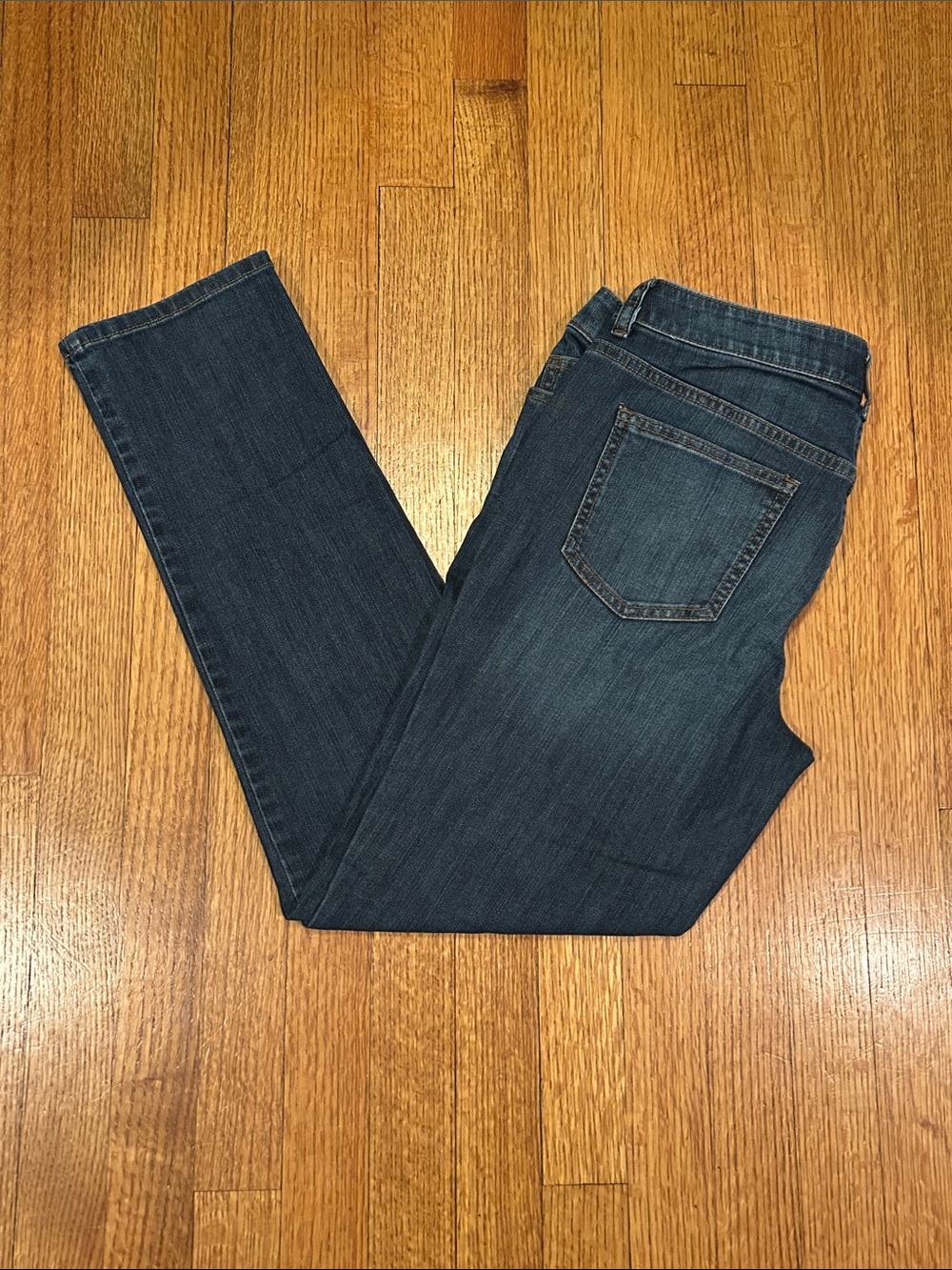 Chico's Dark Indigo Straight Leg Jeans with Animal Print Lining Size 6
